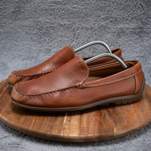 Ecco Brown Leather Slip On Driving Moc Loafers Men’s Eu 44 US 10 Classic - Picture 4 of 7